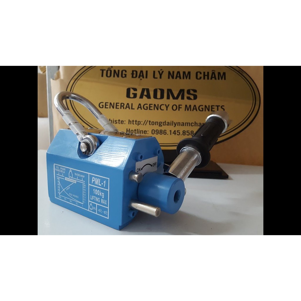 Nam châm nâng tay gạt PML 100kg, cẩu từ nam châm nâng cẩu hàng hoá sức nâng 100kg