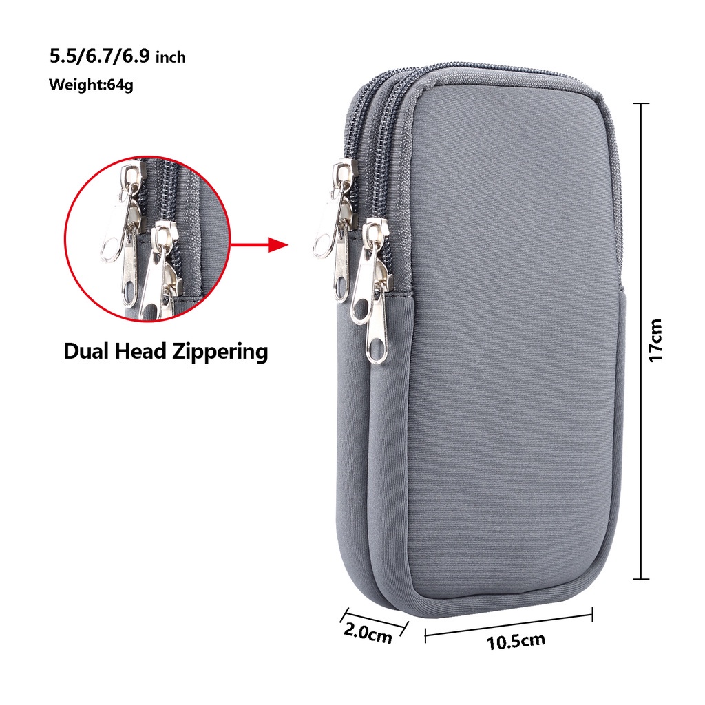 Túi điện thoại di động không thấm nước đeo thắt lưng có khóa carabiner đàn hồi chất liệu nylon