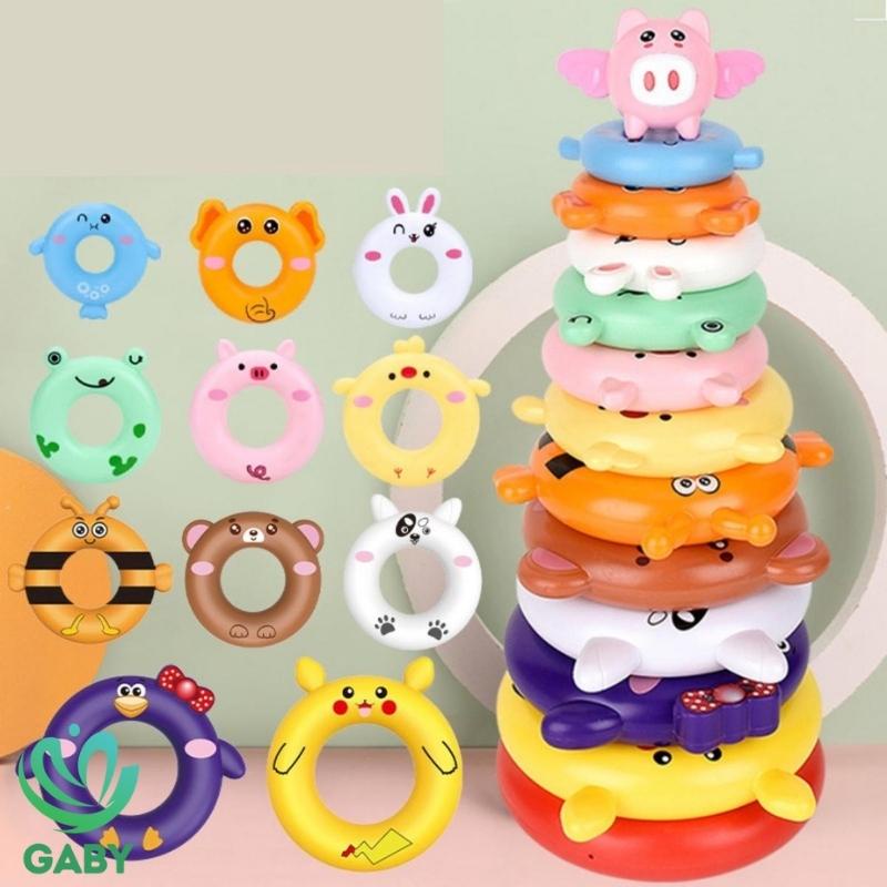 Tháp xếp chồng giúp bé nhận biết màu sắc kích thước GABY đồ chơi xếp vòng phát triển tư duy cho trẻ nhỏ