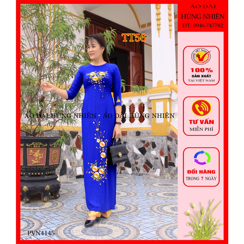 TT56 - Áo dài trung niên tằm thêu tinh tế