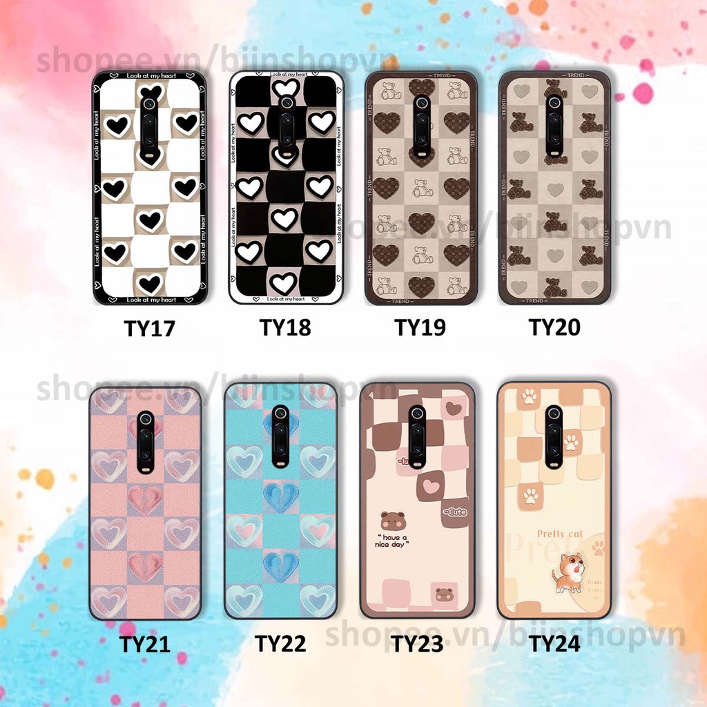 Ốp Xiaomi Redmi K20 / MI 9T caro trái tim nhiều màu sắc, đầy cá tính, khẳng định phong cách