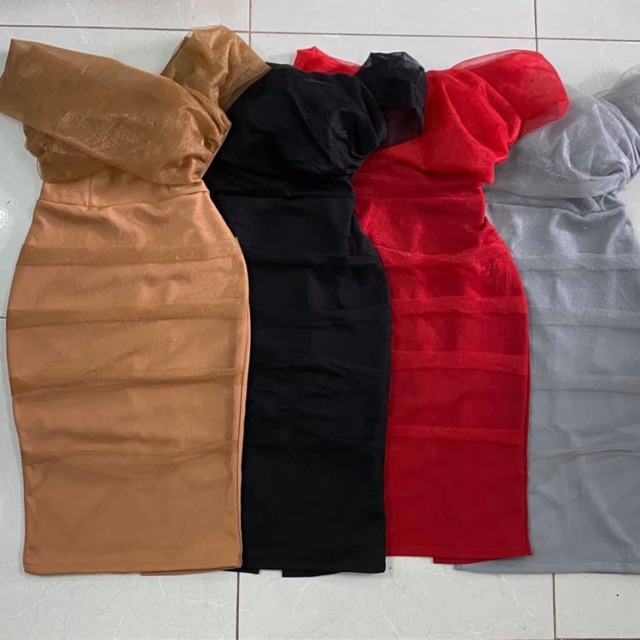 Đầm dự tiệc dáng ôm body lưới bẹt vai | BigBuy360 - bigbuy360.vn