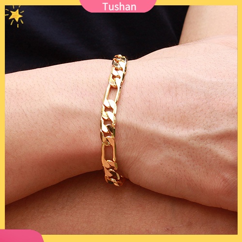 Vòng tay dạng dây xích mạ vàng 18k đường kính 7mm sang trọng cho nam