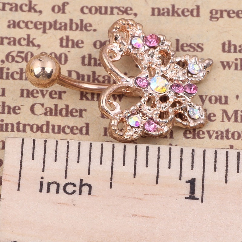 Khuyên rốn hình bướm đính đá bằng thép y tế