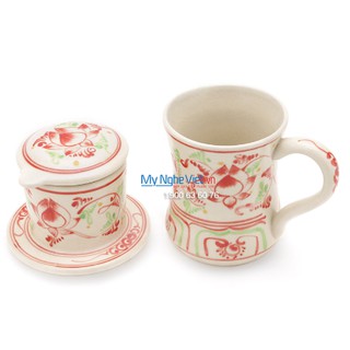 Phin cà phê Gốm Bát Tràng vẽ hoa sen Mỹ Nghệ Việt MNV-CFC10