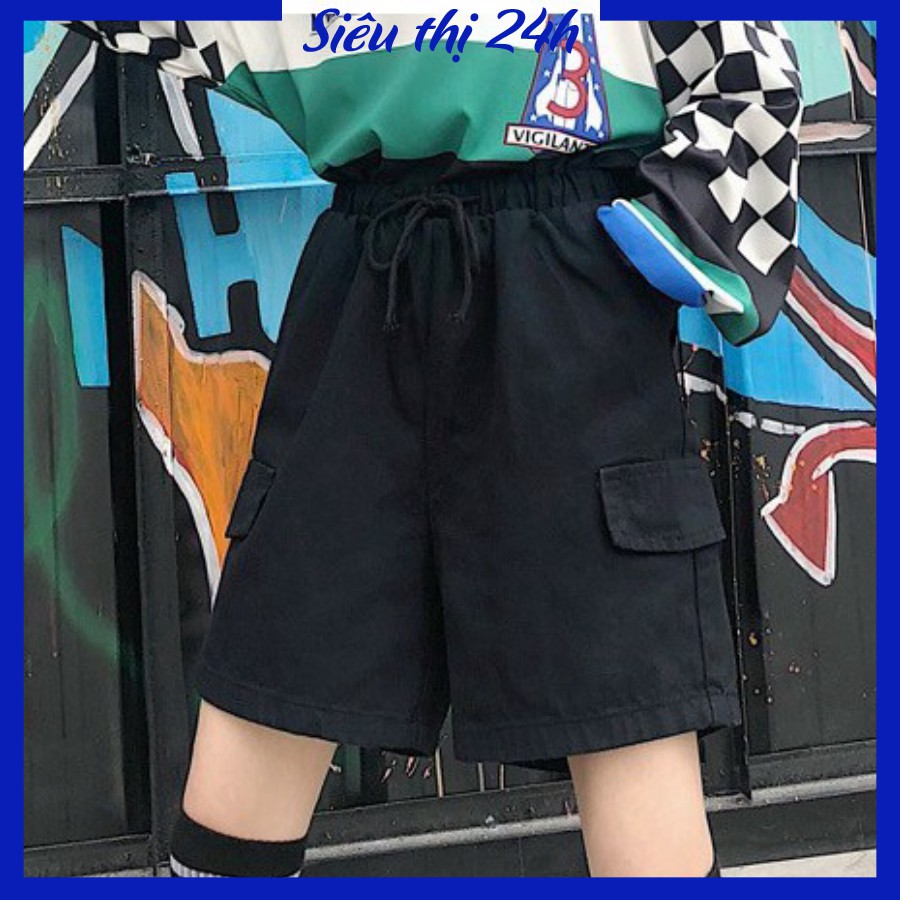 Quần đùi kaki có nắp túi, quần short nam nữ ống rộng thoải mái Siêu thị 24giờ QH.50 | BigBuy360 - bigbuy360.vn