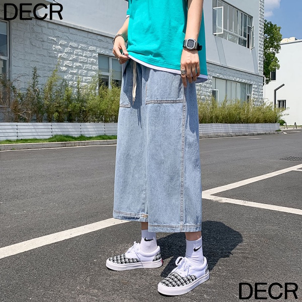 Quần Jeans Lửng Ống Rộng Lưng Thun Thời Trang Xuân Thu 0ZJB Dành Cho Nam
