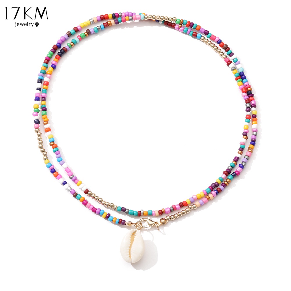 Vòng Cổ Choker 17KM Hình Vỏ Sò Chuỗi Xỏ Hạt Màu Kẹo Nhiều Màu Sắc Phong Cách Hàn Quốc Thời Trang Cho Nữ
