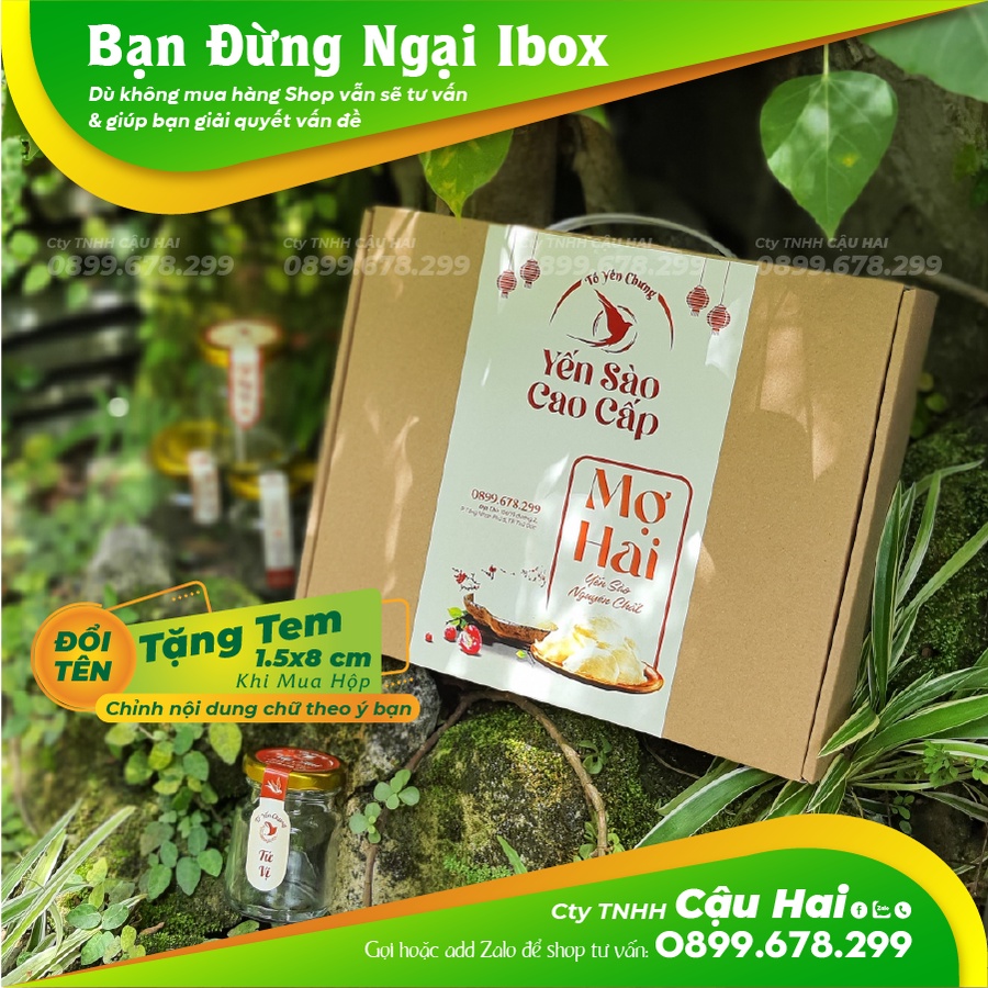 10 Hộp đựng 6 hủ yến chưng chèn thương hiệu tặng kèm tem dán hủ cùng set màu