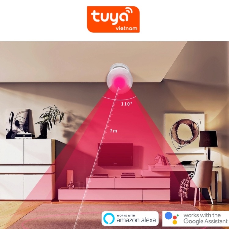 Cảm Biến Chuyển Động TUYA, Wifi PIR Có Chân Đế Dán, Kết Hợp Với Công Tắc Tạo Ngữ Cảnh