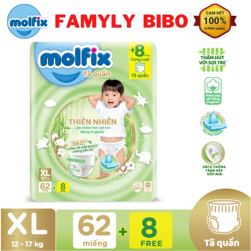 Tã Bỉm Quần Molfix Thiên Nhiên Size XL Cho Bé Nặng   1 Bịch  Cái ,  cái ,  Cái