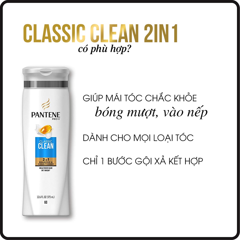 [NK Mỹ] Dầu gội và xả Pantene 2IN1 750ml Classic Clean I Sheer Volume - TD Shop