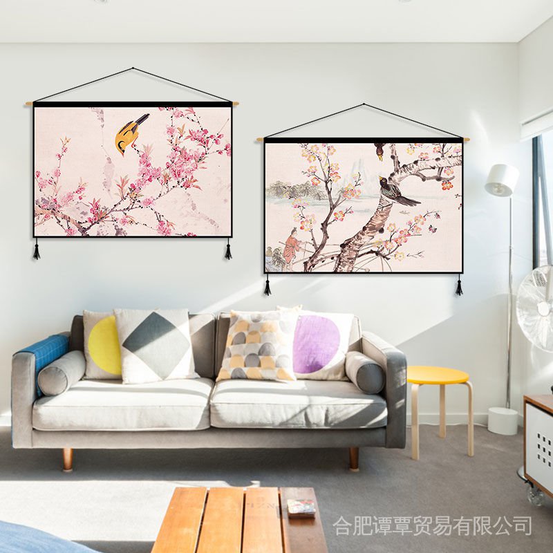 Tranh Treo Tường Trang Trí Phòng Khách / Phòng Ngủ Không Khung Hình Hoa Mận Phong Cách Trung Hoa Hiện Đại Mới