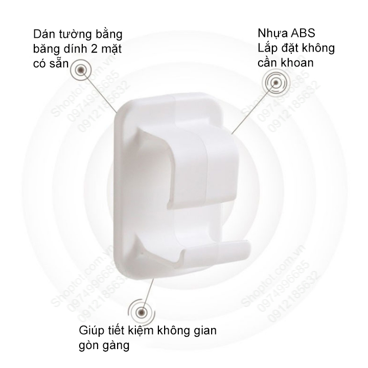 (ShopYOKO) Combo bộ 2 móc treo thau chậu rửa, rổ giá đa năng nhà tắm, nhà bếp, dán tường bằng miếng dán không cần khoan