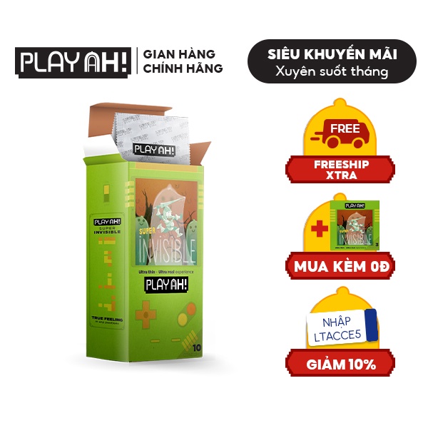 [Mua Kèm Deal 0Đ] Bao Cao Su PLAYAH Super Invisible Siêu Mỏng Hộp 10