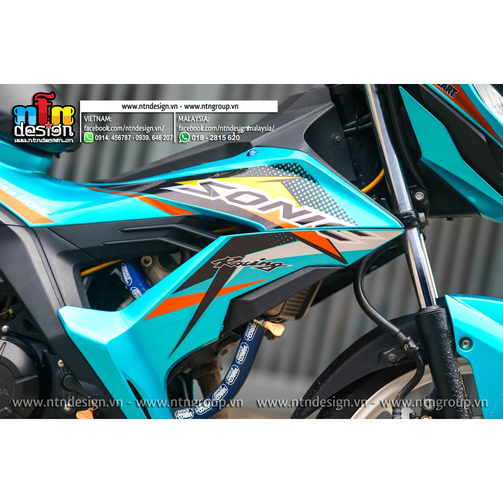 Tem /decal Rời Dán Xe Sonic Mẫu Xanh Ngọc Cam Vàng Cực Đẹp, Hàng 3 Lớp Chất Lượng Cao