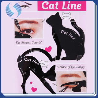 Pro 2pcs/Set Cat Eyeliner Stencil Makeup Eyebrow Models Stamp Template Card