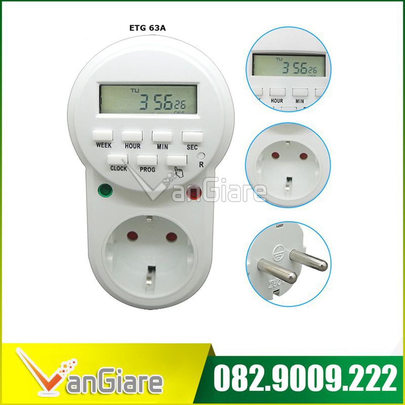 Bộ hẹn giờ Timer ETG 63A - ổ cắm hẹn giờ - công tắc hẹn giờ điện tử 16A/220v