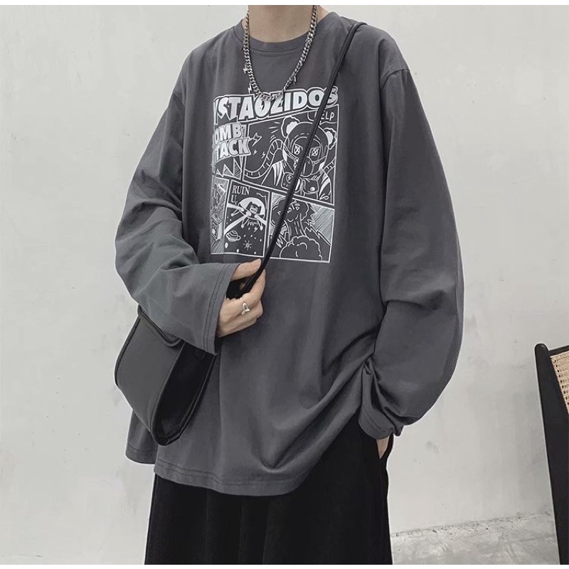 Áo thun tay dài form rộng ,áo phông dài tay chất cotton dày đẹp in hình BEAR