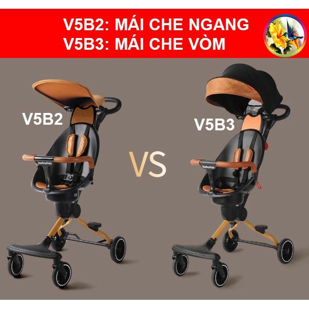 Xe đẩy cho bé Baobaohao V5B gấp gọn xoay chiều 360 độ thế hệ mới nhất