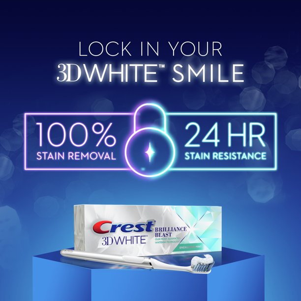Kem đánh răng Crest 3DWhite Brilliance BLAST 116g USA