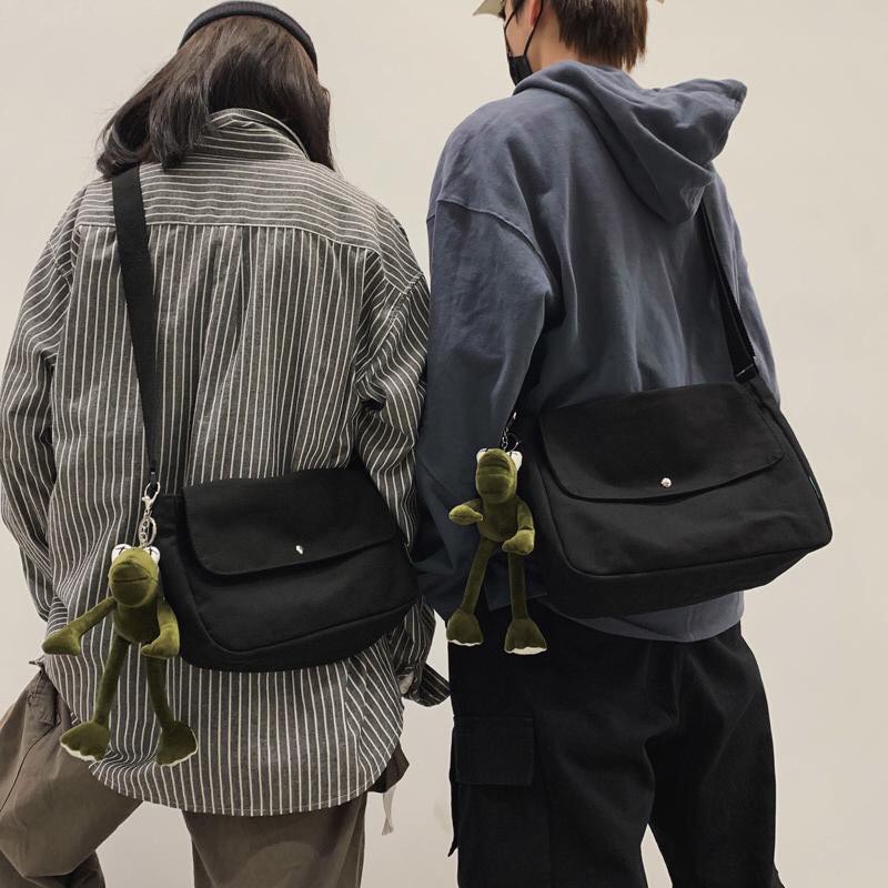Túi tote vải bố đựng đồ canvas phong cách Hàn Quốc, thời trang đeo chéo,vải canvas loại tốt  HZ 43