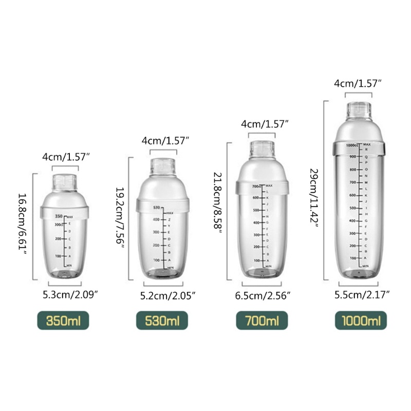 Bình Lắc Đồ Uống Bằng Nhựa 350 / 530 / 700 / 1000ml Tiện Dụng