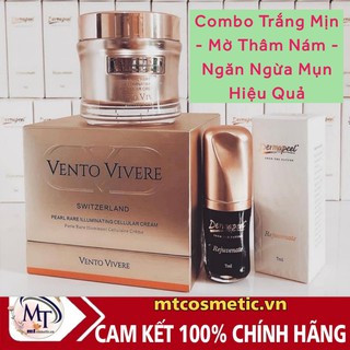 Combo trắng mịn - mờ thâm nám - ngăn ngừa mụn hiệu quả - serum trứng cá tuyết dermapeel kết hợp kem vento