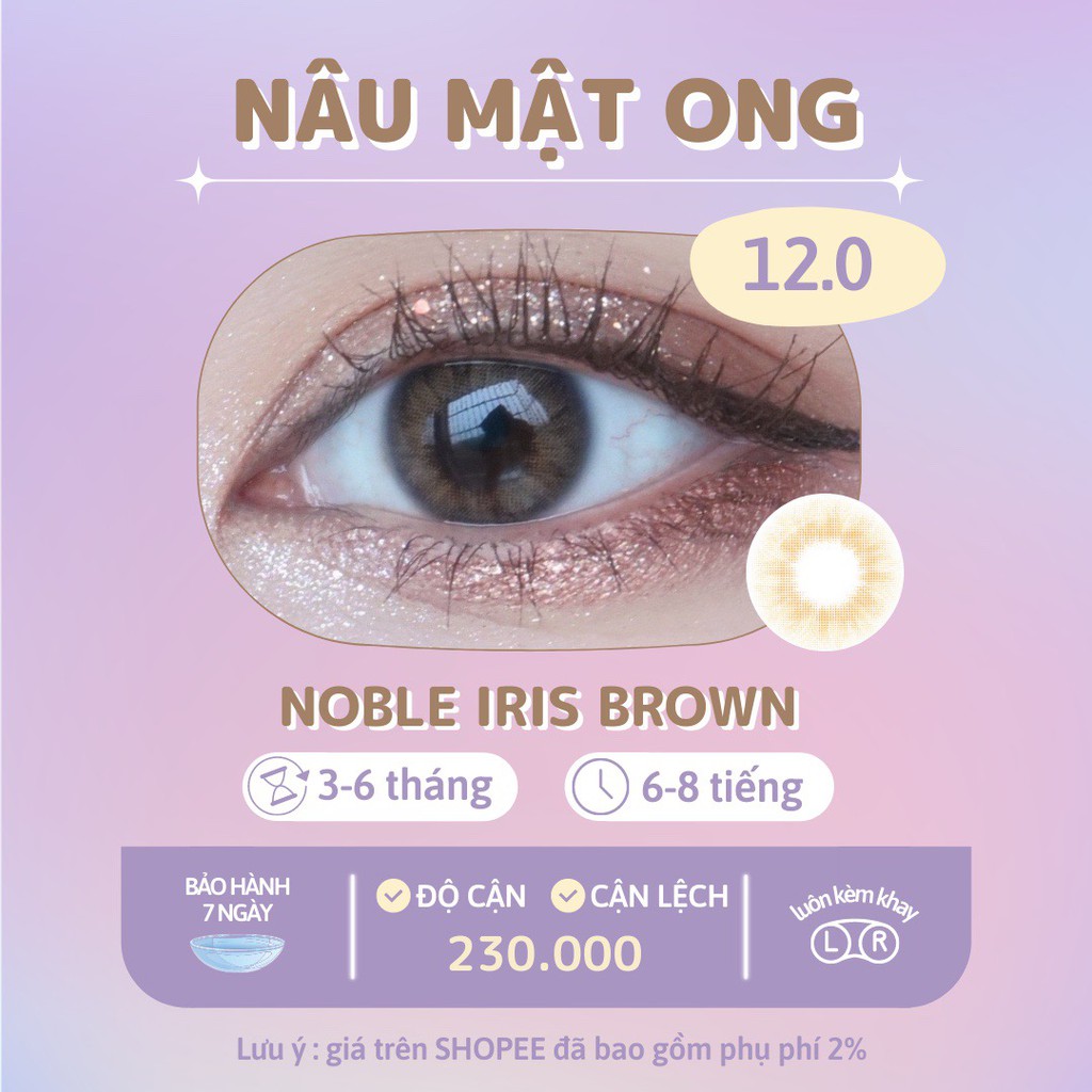 Kính áp tròng nâu mật ong Noble iris brown - Made in Korea | Hạn sử dụng 3-6 tháng