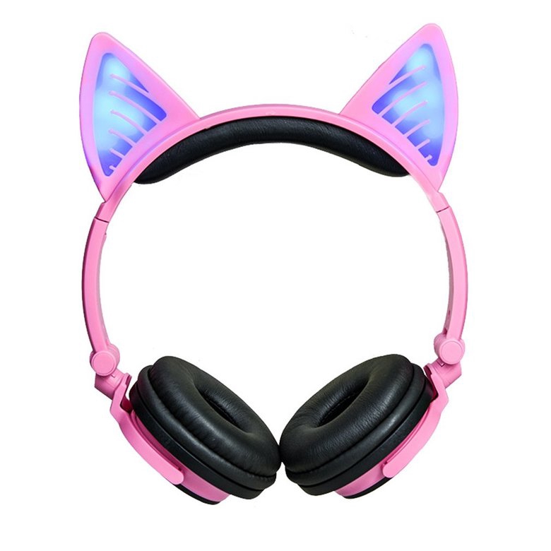 PK Cat Ear Headphone Foldable Cosplay Stereo Headset Earphone With Mic