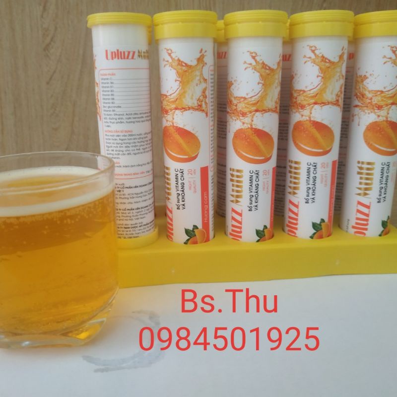 UPLUZZ MULTI tube 20 viên C sủi hương cam bổ sung Vitamin và khoáng chất siêu ngon