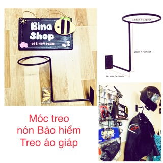 Móc treo nón bảo hiểm vào tường ( Hình thật)