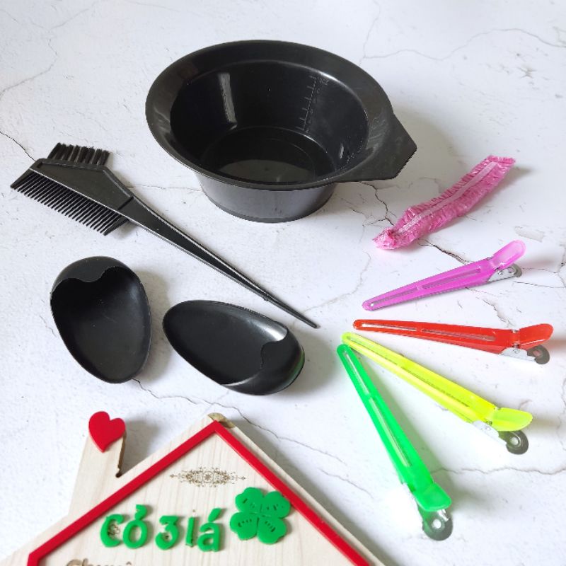 (LOẠI BÁT LỚN) Bộ dụng cụ nhuộm tóc tại nhà 9 chi tiết, tại các salon,Màu kẹp ngẫu nhiên