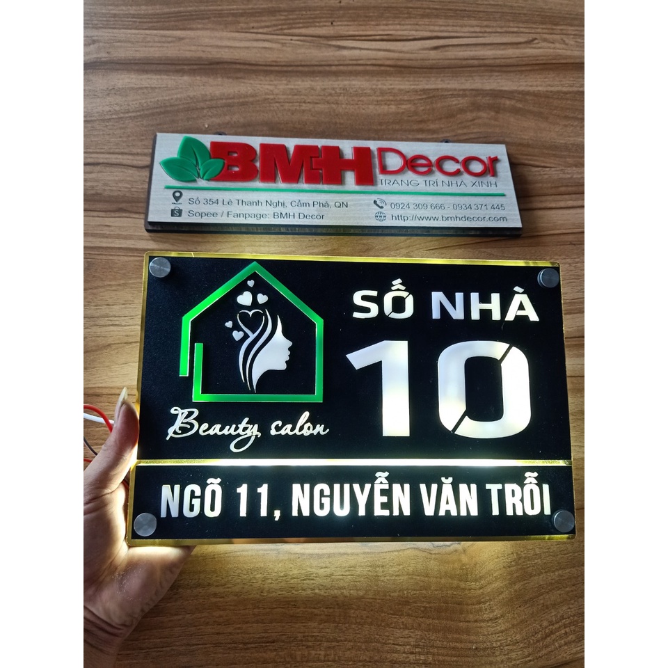Biển số nhà mika có đèn led