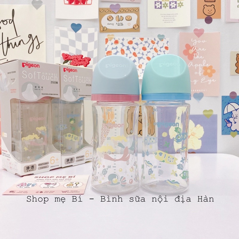 Bình sữa Pigeon thuỷ tinh nội địa Trung 80ml - 160ml - 240ml