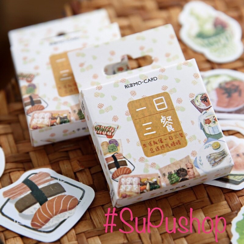 🥘🥘HỘP STICKER 45 MIẾNG CHỦ ĐỀ MÓN ĂN NHÌN SIU HẤP DẪN🥘🥘