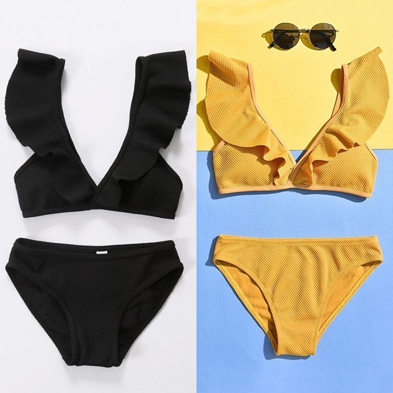 Set đồ bơi thiết kế cổ V màu trơn quyến rũ cho nữ | BigBuy360 - bigbuy360.vn