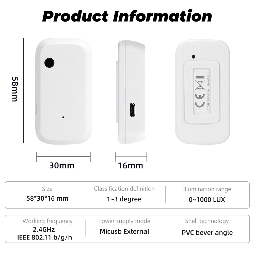 Bộ cảm biến đèn SMATRUL Tuya Wifi dò ánh sáng thông minh hoạt động với công tắc đèn rèm