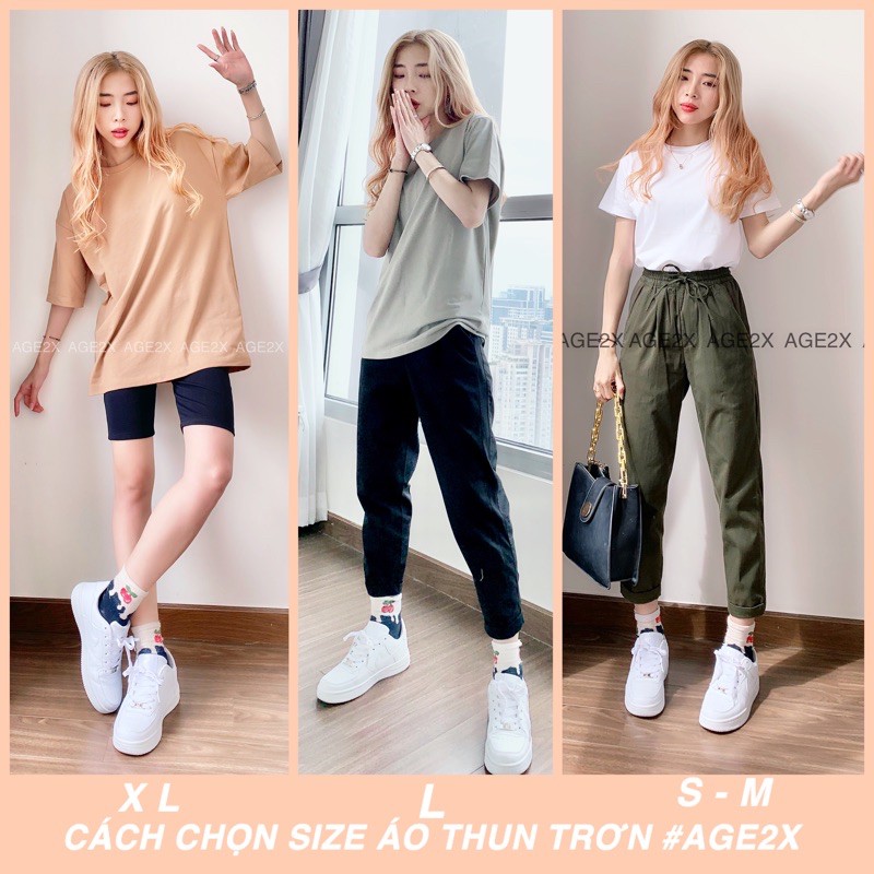 12 Màu Trơn- Áo thun trơn AGE2X form unisex chính hãng hàng VNXK Chất lượng cao