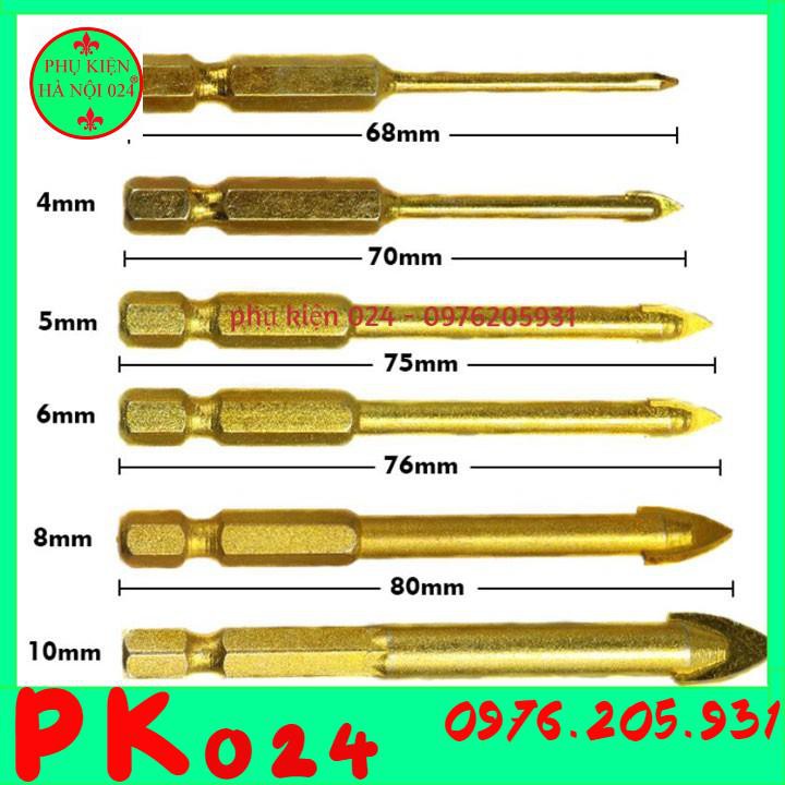 Bộ 6 Mũi Khoan Tam Giác Mạ Titan Khoan Tường - Thủy Tinh - Bê Tông Đa Chức Năng từ 3-10mm
