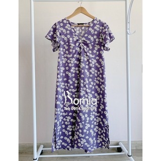 Váy bầu hoa cúc tím maxi
