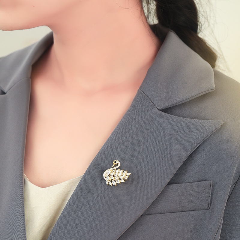Trâm cài áo JIUDUOLAN hình chim hồng hạc phong cách thanh lịch cao cấp cho nữ