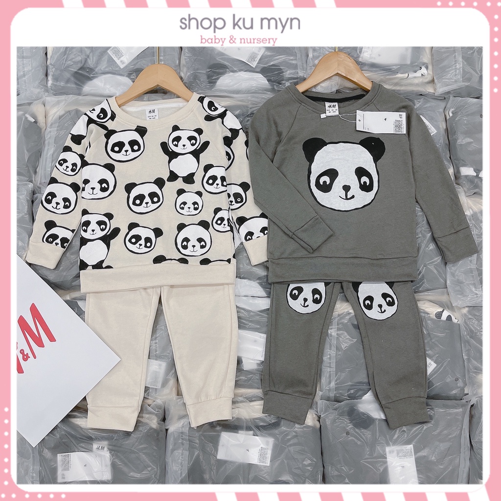 Bộ dài tay cho bé, set 2 bộ dài tay bé trai chất nỉ hoạ tiết Gấu Panda