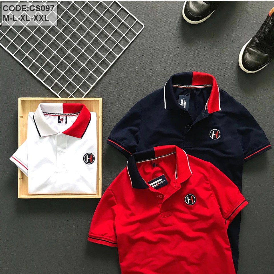 Áo thun nam cổ bẻ H cao cấp màu trắng, xanh đen, đỏ (size M ->XXL) 097 | BigBuy360 - bigbuy360.vn