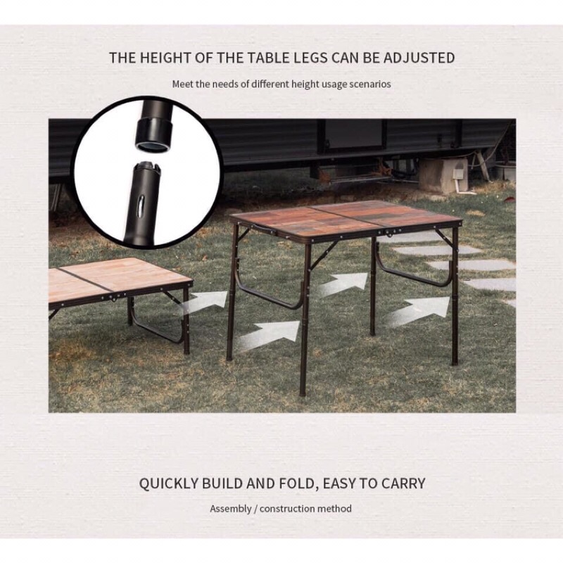 Bàn gỗ gấp có thể điều chỉnh được độ cao bàn Glamping NatureHike NH20JJ028