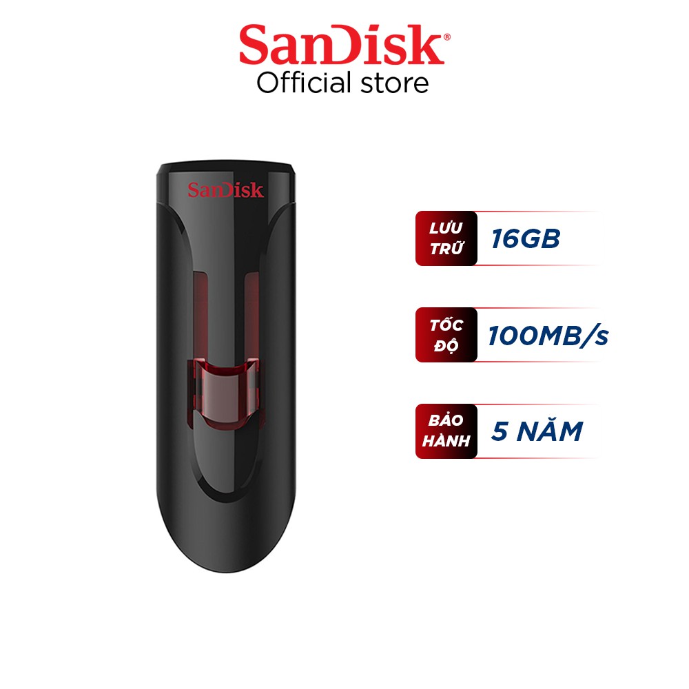 USB 3.0 SanDisk CZ600 16GB Cruzer Glide tốc độ cao upto 100MB/s | BigBuy360 - bigbuy360.vn