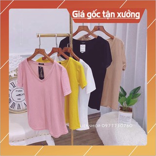 (Shop Uy Tín) Áo Thun trơn Nữ Cổ Tim phổ biến Màu ko Xù Lông - AP0001