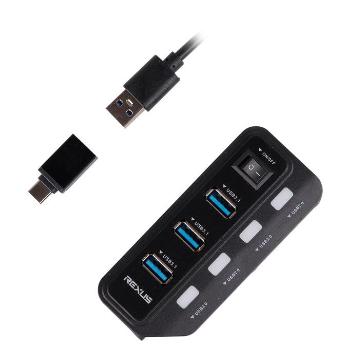 Bộ Chia 7 Cổng Usb Rexus H332 Usb 3.1 Type C 0512