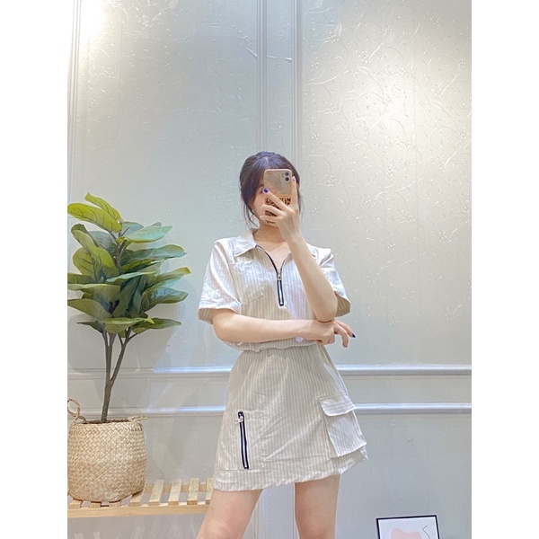 set áo cổ polo chân váy
