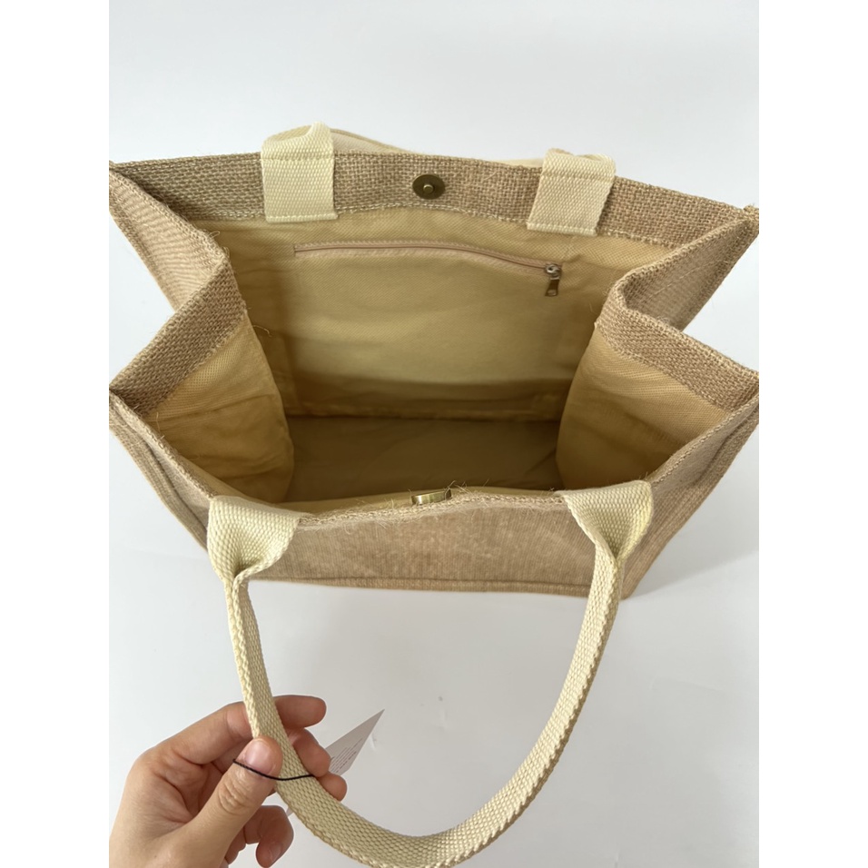 [LOẠI 1] Túi cói Merci, túi tote đi biển phong cách Vintage , có ngăn nhỏ kéo khóa Trex, M44